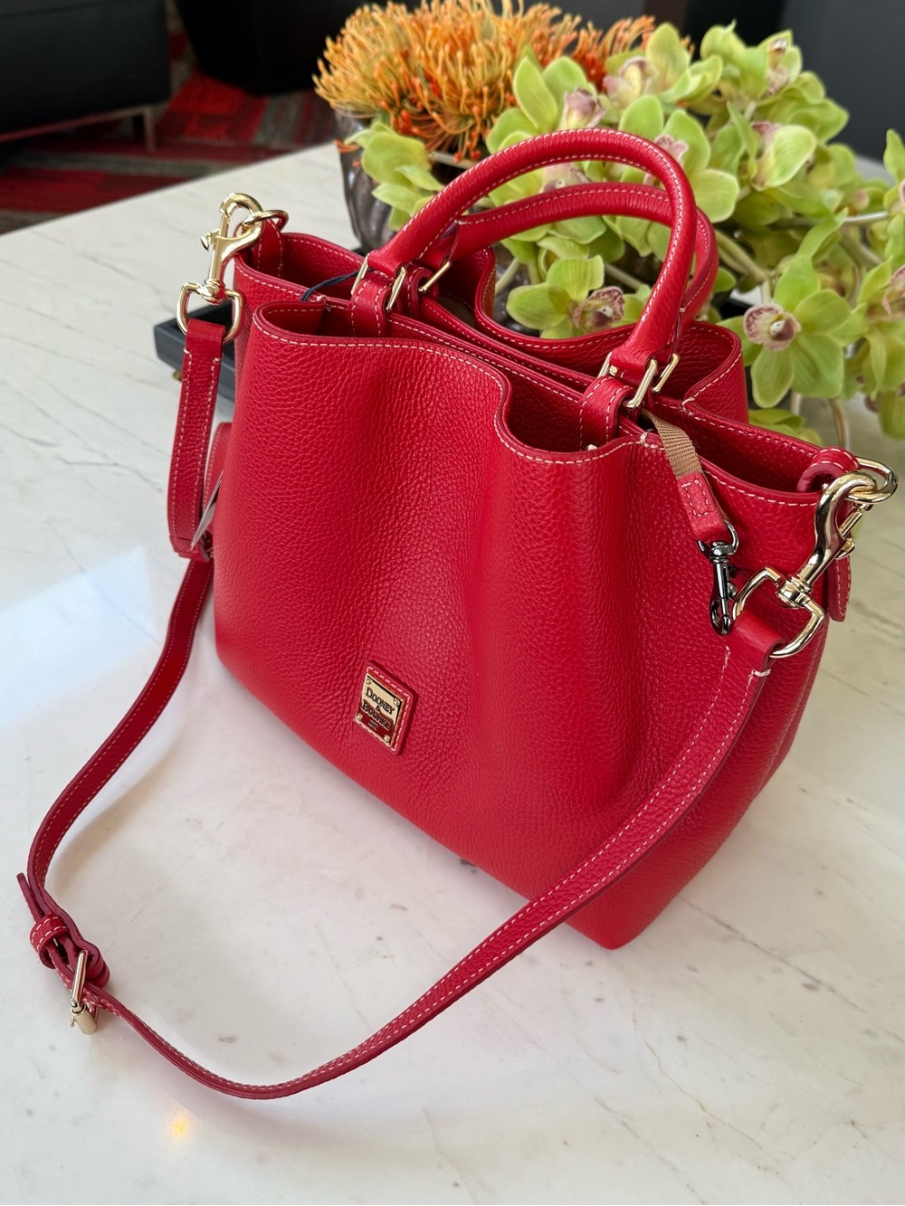 New Dooney & Bourke Lucca Leather Barlow Shoulder Bag Red